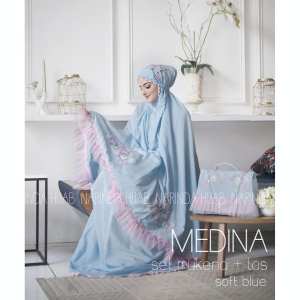 "Medinna Set Mukena + Tas" green soft blue  by NARINDA